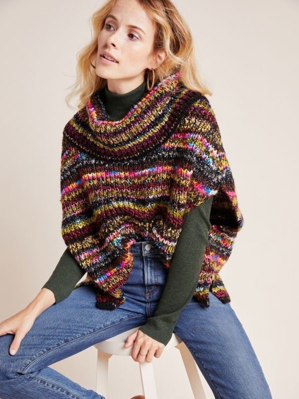 Anthropologie Piera Knit Turtleneck - Multicolor Rainbow